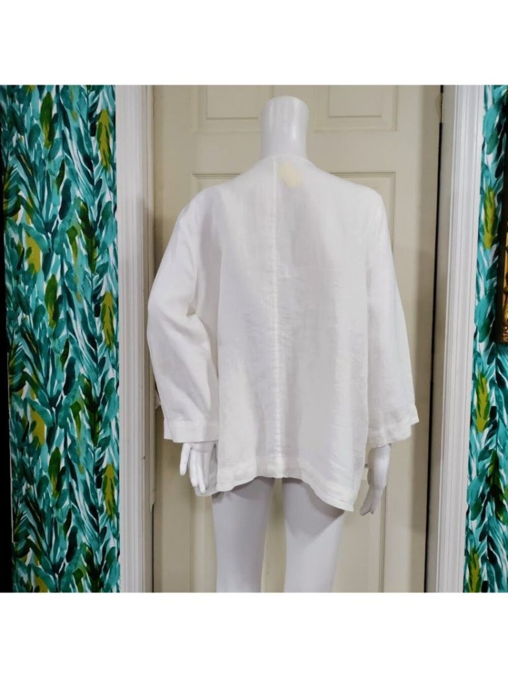 Pure Jill Linen Artsey Lagenlook Layers 100% Linen Cardigan Jacket Cream Size L - Picture 3 of 13